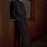CARLO trousers eco flannel striped charcoal