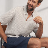 KLAAS shirt pure linen striped vintage navy
