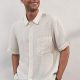 KLAAS shirt pure linen striped vintage sand