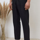 MAX trousers winter linen black
